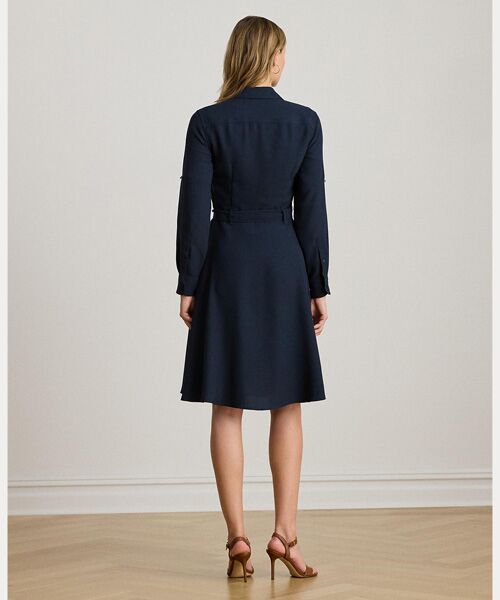 LAUREN RALPH LAUREN / ローレン ラルフ ローレン ミニ丈・ひざ丈ワンピース | ダブルフェイスド ジョーゼット シャツドレス | 詳細3