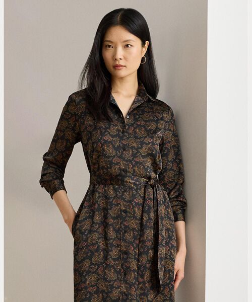 LAUREN RALPH LAUREN / ローレン ラルフ ローレン ミニ丈・ひざ丈ワンピース | ペイズリー シャルムーズ シャツドレス | 詳細2