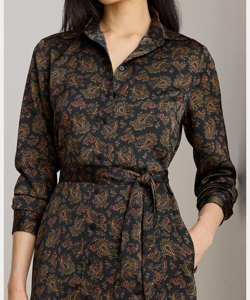 LAUREN RALPH LAUREN / ローレン ラルフ ローレン ミニ丈・ひざ丈ワンピース | ペイズリー シャルムーズ シャツドレス | 詳細4