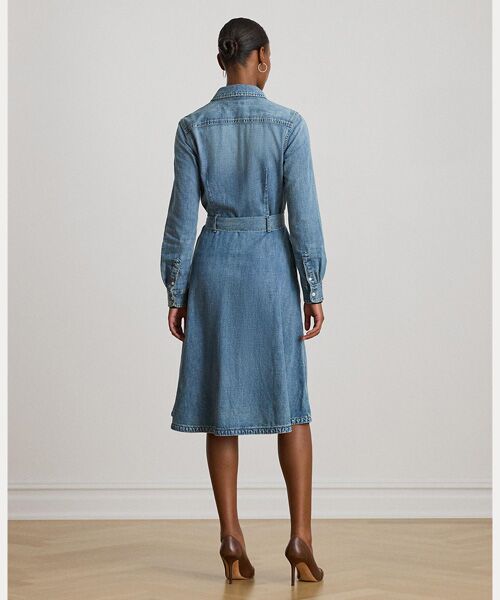LAUREN RALPH LAUREN / ローレン ラルフ ローレン ミニ丈・ひざ丈ワンピース | ベルテッド デニム シャツドレス | 詳細3
