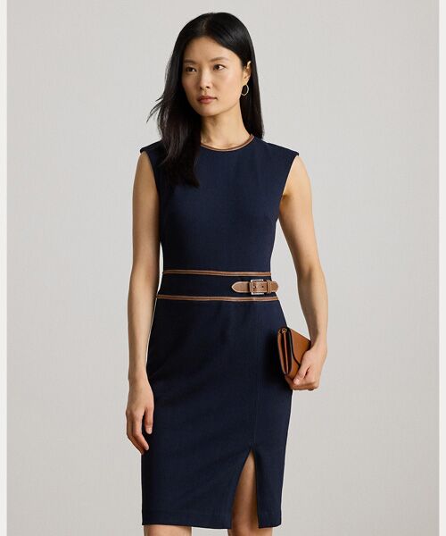 LAUREN RALPH LAUREN / ローレン ラルフ ローレン ミニ丈・ひざ丈ワンピース | バックルトリム ヘリンボーン キャップスリーブ ドレス | 詳細2