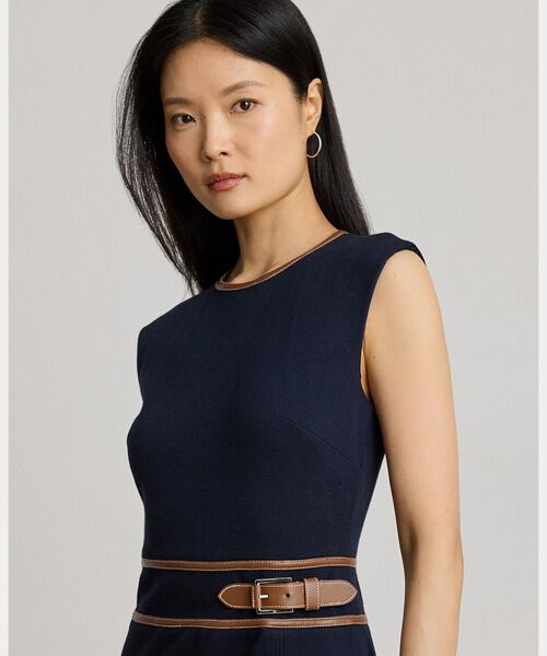 LAUREN RALPH LAUREN / ローレン ラルフ ローレン ミニ丈・ひざ丈ワンピース | バックルトリム ヘリンボーン キャップスリーブ ドレス | 詳細4