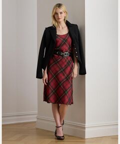 LAUREN RALPH LAUREN / ローレン ラルフ ローレン ミニ丈・ひざ丈ワンピース | チェック サテン スリーブレス カクテル ドレス