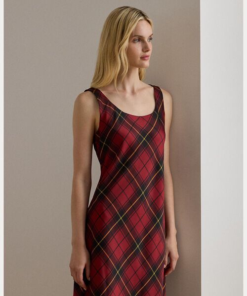 LAUREN RALPH LAUREN / ローレン ラルフ ローレン ミニ丈・ひざ丈ワンピース | チェック サテン スリーブレス カクテル ドレス | 詳細2