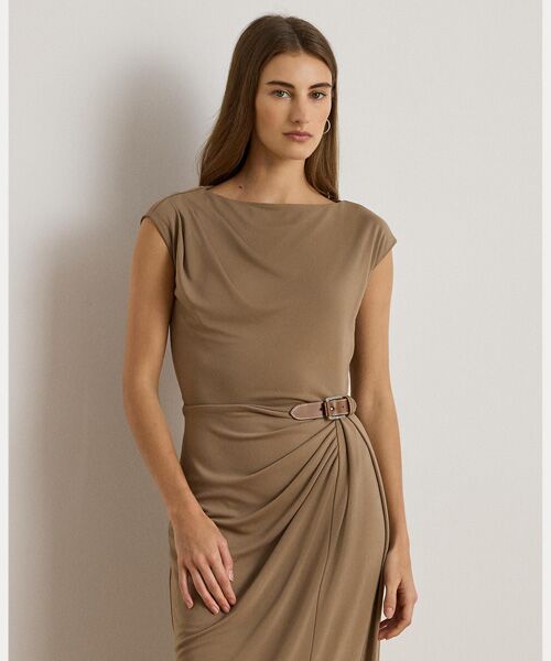 LAUREN RALPH LAUREN / ローレン ラルフ ローレン ミニ丈・ひざ丈ワンピース | バックルトリム ジャージー ボートネック ドレス | 詳細2