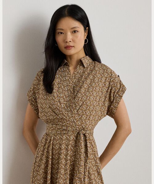 LAUREN RALPH LAUREN / ローレン ラルフ ローレン ミニ丈・ひざ丈ワンピース | ジオプリント ベルテッド クレープ ドレス | 詳細2