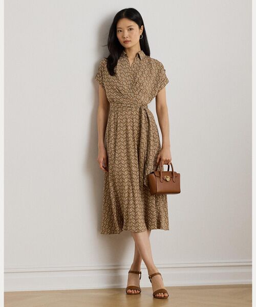 LAUREN RALPH LAUREN/ローレン ラルフ ローレン ジオプリント ベルテッド クレープ ドレス 230ブラウン 2 LAUREN RALPH LAUREN/ローレン ラルフ ローレン ジオプリント ベルテッド クレープ ドレス 230ブラウン 2