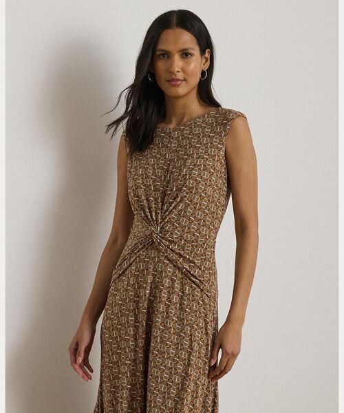 LAUREN RALPH LAUREN / ローレン ラルフ ローレン ミニ丈・ひざ丈ワンピース | ジオプリント ツイストフロント ジャージー ドレス | 詳細2