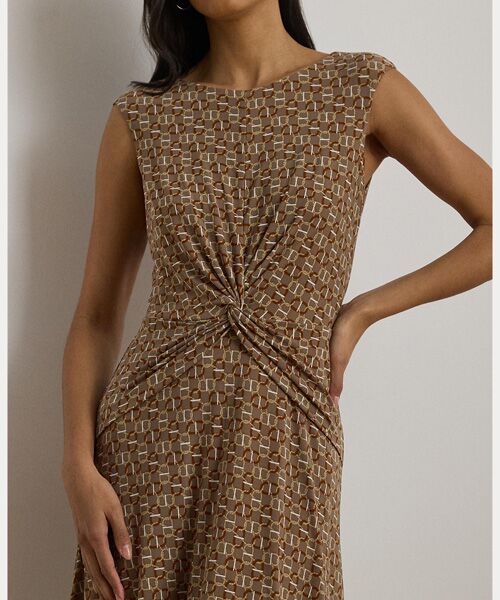 LAUREN RALPH LAUREN / ローレン ラルフ ローレン ミニ丈・ひざ丈ワンピース | ジオプリント ツイストフロント ジャージー ドレス | 詳細4