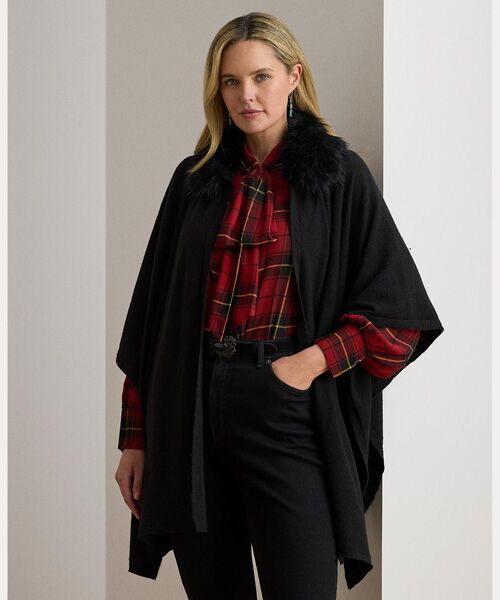 LAUREN RALPH LAUREN / ローレン ラルフ ローレン その他アウター | フェイクファートリム ニット Ruana | 詳細2
