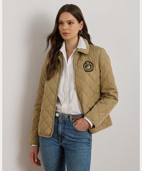 LAUREN RALPH LAUREN/ローレン ラルフ ローレン クレストパッチ ダイヤモンドキルテッド ジャケット 270ブラウン L LAUREN RALPH LAUREN/ローレン ラルフ ローレン クレストパッチ ダイヤモンドキルテッド ジャケット 270ブラウン L
