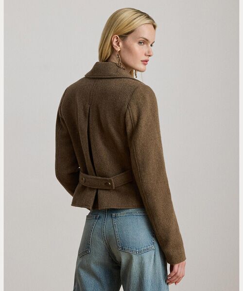 LAUREN RALPH LAUREN / ローレン ラルフ ローレン ステンカラーコート | ダブルブレステッド ヘリンボーン コート | 詳細3