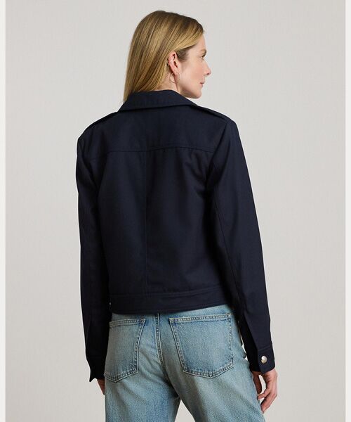 LAUREN RALPH LAUREN / ローレン ラルフ ローレン テーラードジャケット | クロップド ウールブレンド ツイル ジャケット | 詳細3