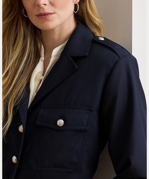 LAUREN RALPH LAUREN / ローレン ラルフ ローレン テーラードジャケット | クロップド ウールブレンド ツイル ジャケット | 詳細4