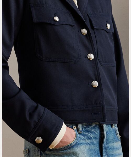 LAUREN RALPH LAUREN / ローレン ラルフ ローレン テーラードジャケット | クロップド ウールブレンド ツイル ジャケット | 詳細5