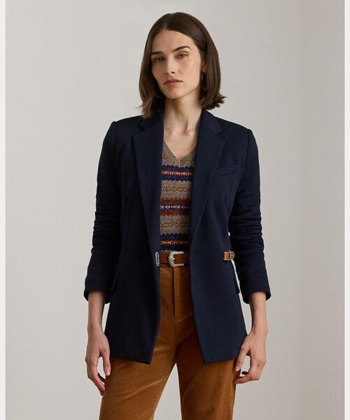 LAUREN RALPH LAUREN/ローレン ラルフ ローレン バックルトリム ヘリンボーン ジャカード ブレザー 410ネイビー 00 LAUREN RALPH LAUREN/ローレン ラルフ ローレン バックルトリム ヘリンボーン ジャカード ブレザー 410ネイビー 00
