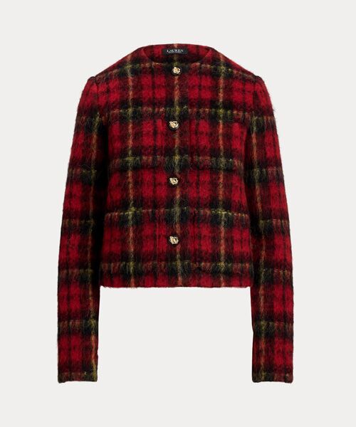 LAUREN RALPH LAUREN / ローレン ラルフ ローレン ノーカラージャケット | チェック モヘア クロップド ジャケット | 詳細1