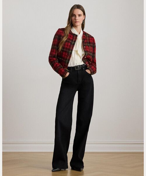 LAUREN RALPH LAUREN / ローレン ラルフ ローレン ノーカラージャケット | チェック モヘア クロップド ジャケット | 詳細2