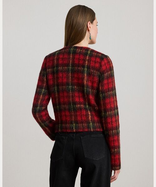 LAUREN RALPH LAUREN / ローレン ラルフ ローレン ノーカラージャケット | チェック モヘア クロップド ジャケット | 詳細3