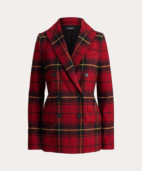LAUREN RALPH LAUREN / ローレン ラルフ ローレン テーラードジャケット | チェック ダブルブレステッド ウールブレンド ブレザー | 詳細1