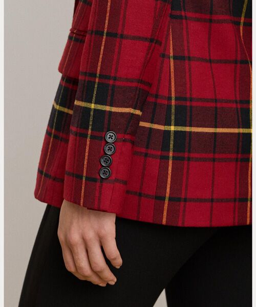 LAUREN RALPH LAUREN / ローレン ラルフ ローレン テーラードジャケット | チェック ダブルブレステッド ウールブレンド ブレザー | 詳細5