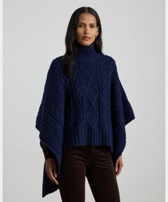 LAUREN RALPH LAUREN / ローレン ラルフ ローレン ポンチョ | ボタントリム ケーブルニット モックネック ポンチョ