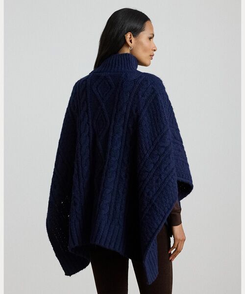 LAUREN RALPH LAUREN / ローレン ラルフ ローレン ポンチョ | ボタントリム ケーブルニット モックネック ポンチョ | 詳細3
