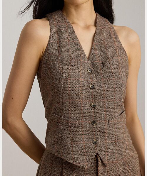 LAUREN RALPH LAUREN / ローレン ラルフ ローレン ベスト | グレン チェック ウールブレンド ベスト | 詳細4