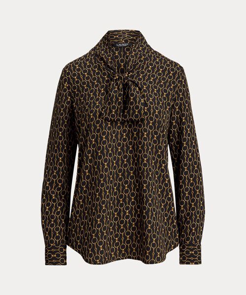 LAUREN RALPH LAUREN / ローレン ラルフ ローレン シャツ・ブラウス | チェーンプリント クレープ タイネック ブラウス | 詳細1