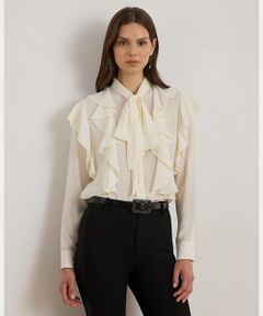 LAUREN RALPH LAUREN / ローレン ラルフ ローレン シャツ・ブラウス | フリルトリム ジョーゼット タイネック ブラウス