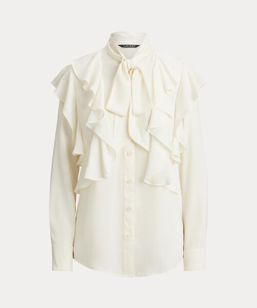 LAUREN RALPH LAUREN / ローレン ラルフ ローレン シャツ・ブラウス | フリルトリム ジョーゼット タイネック ブラウス | 詳細1