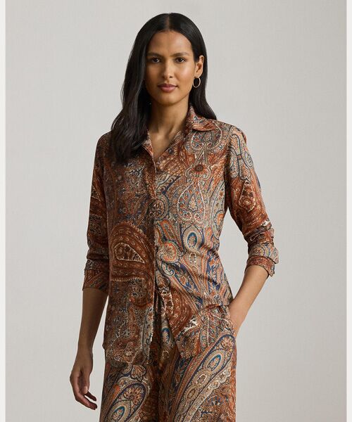 LAUREN RALPH LAUREN/ローレン ラルフ ローレン クラシック フィット ペイズリー クレープ シャツ 100ホワイト S LAUREN RALPH LAUREN/ローレン ラルフ ローレン クラシック フィット ペイズリー クレープ シャツ 100ホワイト S