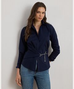 ローレンラルフローレン ボウタイプリーツブラウス Aライン ネイビー M POLO RALPH LAUREN（ボウタイ ・ シャツ/ブラウス(長袖/七分