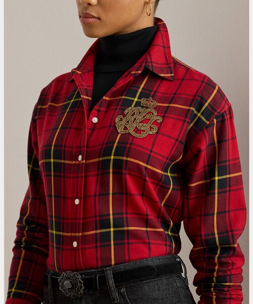 LAUREN RALPH LAUREN / ローレン ラルフ ローレン シャツ・ブラウス | リラックス フィット ビーデッドロゴ チェック シャツ | 詳細4