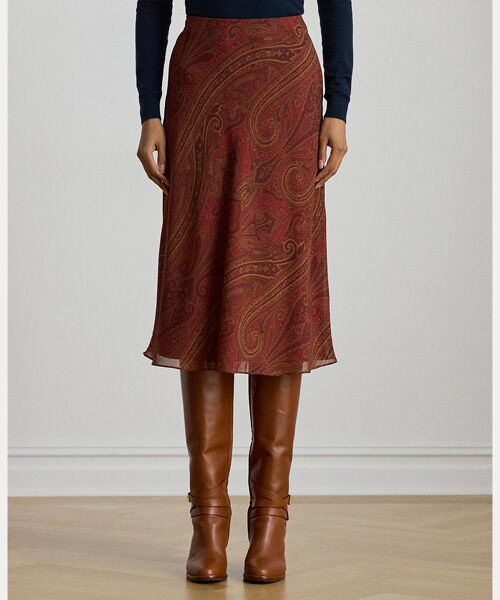 LAUREN RALPH LAUREN / ローレン ラルフ ローレン ミニ・ひざ丈スカート | ペイズリー クリンクル ジョーゼット ミディ スカート | 詳細2