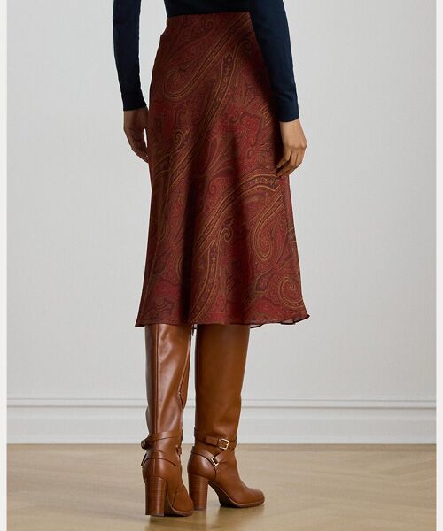 LAUREN RALPH LAUREN / ローレン ラルフ ローレン ミニ・ひざ丈スカート | ペイズリー クリンクル ジョーゼット ミディ スカート | 詳細3