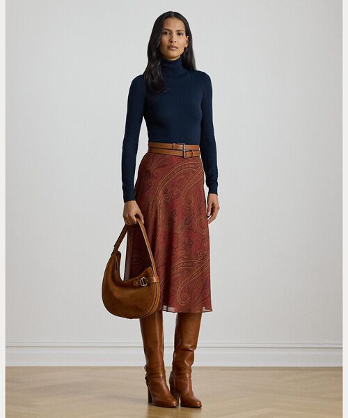 RALPH LAUREN シルク絹100% シングル3Bスカートスーツ11 ローレンラルフローレン セットアップ スカートスーツ