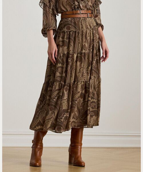 LAUREN RALPH LAUREN / ローレン ラルフ ローレン ロング・マキシ丈スカート | ペイズリー シフォン ティアード スカート | 詳細2