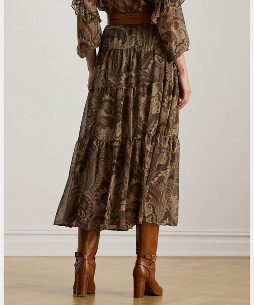LAUREN RALPH LAUREN / ローレン ラルフ ローレン ロング・マキシ丈スカート | ペイズリー シフォン ティアード スカート | 詳細3