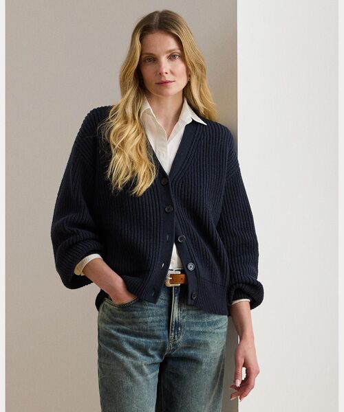 LAUREN RALPH LAUREN / ローレン ラルフ ローレン カーディガン・ボレロ | リブ ウールブレンド Vネック カーディガン | 詳細5