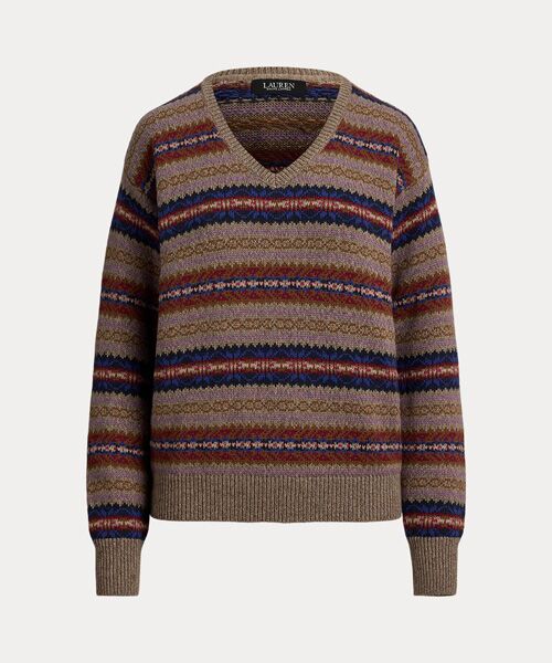 LAUREN RALPH LAUREN / ローレン ラルフ ローレン ニット・セーター | フェア アイル コットンリネン Vネック セーター | 詳細1