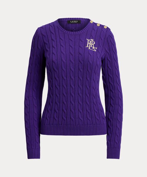 LAUREN RALPH LAUREN / ローレン ラルフ ローレン ニット・セーター | ボタントリム ケーブルニット コットン セーター | 詳細1