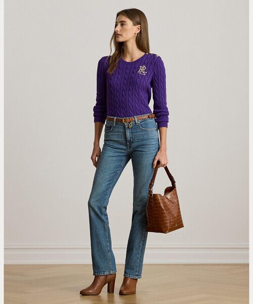 LAUREN RALPH LAUREN / ローレン ラルフ ローレン ニット・セーター | ボタントリム ケーブルニット コットン セーター | 詳細2