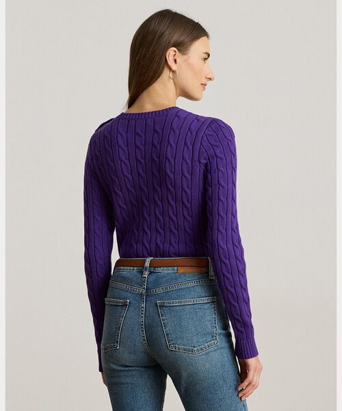 LAUREN RALPH LAUREN / ローレン ラルフ ローレン ニット・セーター | ボタントリム ケーブルニット コットン セーター | 詳細3