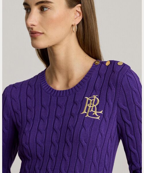 LAUREN RALPH LAUREN / ローレン ラルフ ローレン ニット・セーター | ボタントリム ケーブルニット コットン セーター | 詳細4