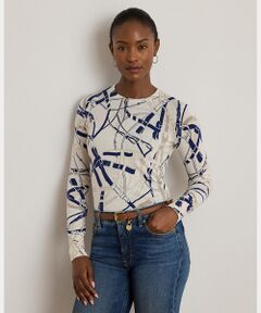 LAUREN RALPH LAUREN ニットワンピー好き　黒と白のパターン長袖 LAUREN RALPH LAUREN ニットワンピー好き 黒と白のパターン長袖