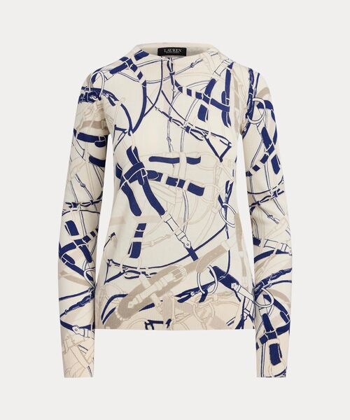 LAUREN RALPH LAUREN / ローレン ラルフ ローレン ニット・セーター | ベルティングプリント コットンブレンド セーター | 詳細1