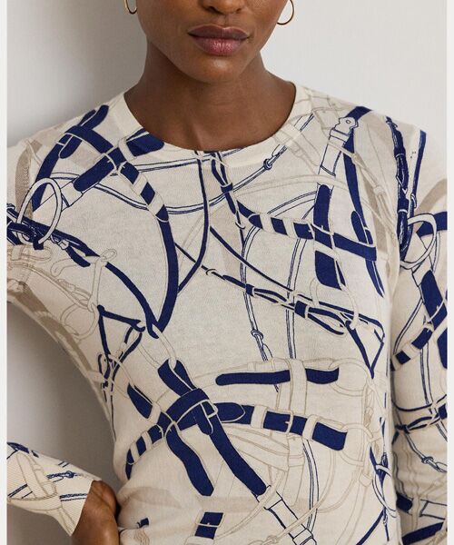 LAUREN RALPH LAUREN / ローレン ラルフ ローレン ニット・セーター | ベルティングプリント コットンブレンド セーター | 詳細4