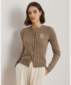 LAUREN ローレン ラルフローレン 刺繍 ツートーンコットンカーディガン LAUREN RALPH LAUREN / ローレン ラルフ ローレン （レディース