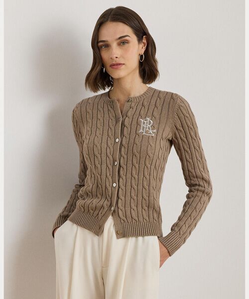 LAUREN RALPH LAUREN/ローレン ラルフ ローレン ケーブルニット コットン カーディガン 250ブラウン S LAUREN RALPH LAUREN/ローレン ラルフ ローレン ケーブルニット コットン カーディガン 250ブラウン S